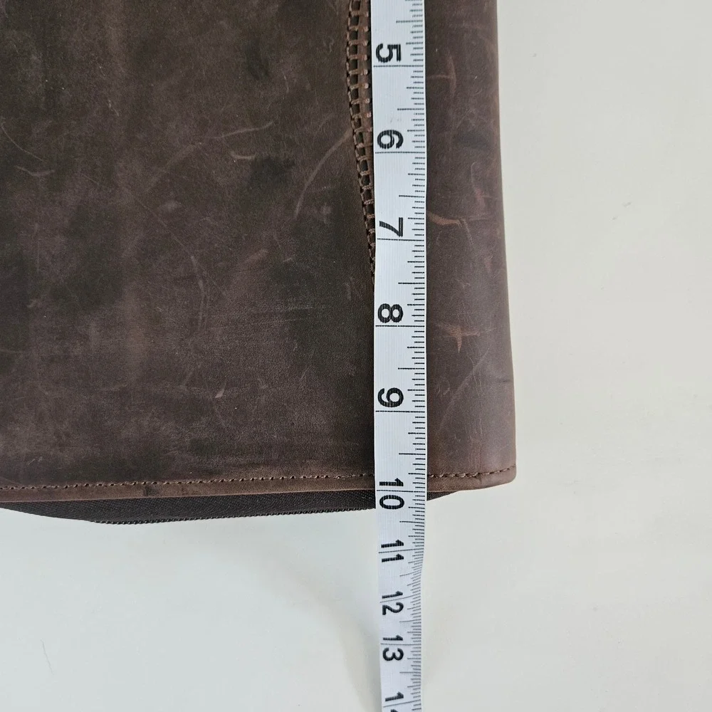 Vtg Day-Timer Tech Organizer Brown Genuine Leather Planner Zip 7 Rings PDA